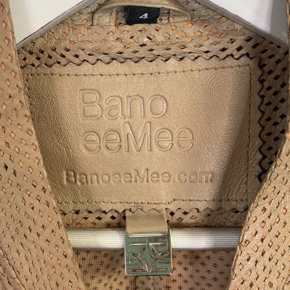Bano eeMee Women’s Leather Tan Canadian Made Mesh Moto Jacket Size 4 - Picture 2 of 10